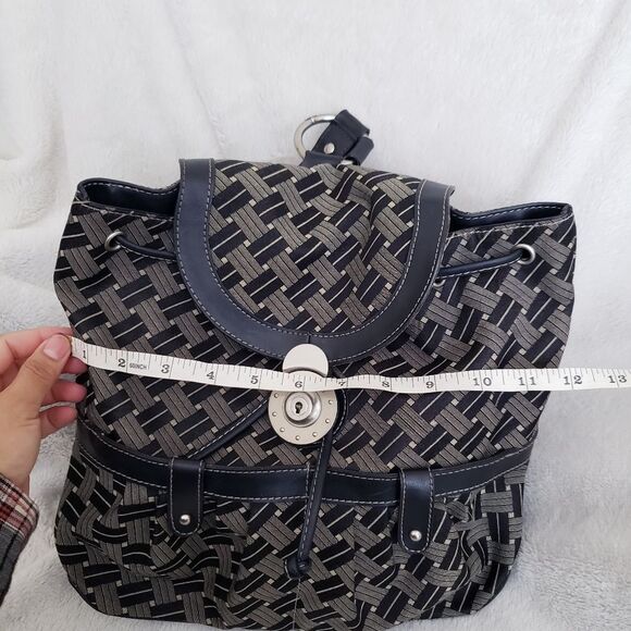 Vintage 90s Nine West Small Canvas Backpack Purse Black Gray - Picture 15 of 15